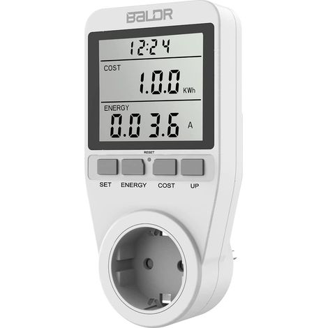 Electricity Meter 3680W, Electricity Meter for Socket, Energy Cost Meter with Large LCD Screen and Maximum Overload Protection, Electricity Meter for Home (White)