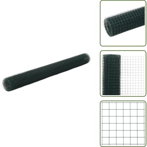 Alambre galvanizado - vidaXL Alambrada de gallinero acero recubrimiento PVC verde 25x1,5 m - Cercado para animales