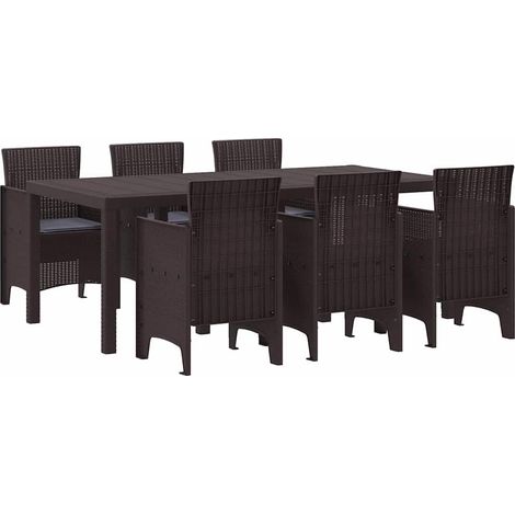 Ensemble de salle à manger pour jardin 7 pcs,Salon de jardin Marron Rattan Polt CFW64230 (1/5)