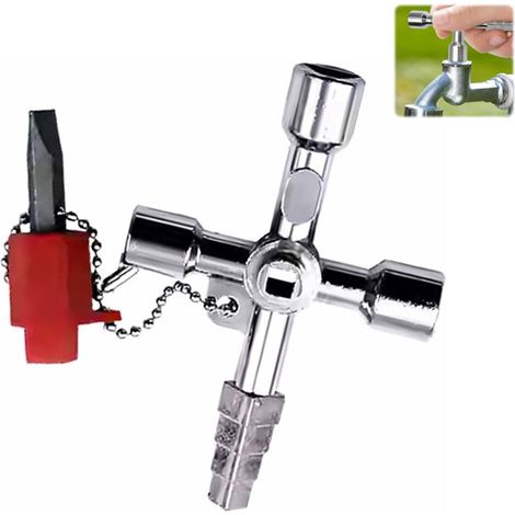 Clé à quatre voies, clé carrée, clé triangulaire, clé d'ascenseur, clé de panneau, clé d'armoire à compteurs, clé multifonction pour compteurs d'eau, compteurs d'électricité, radiateurs, gaz (1/5)