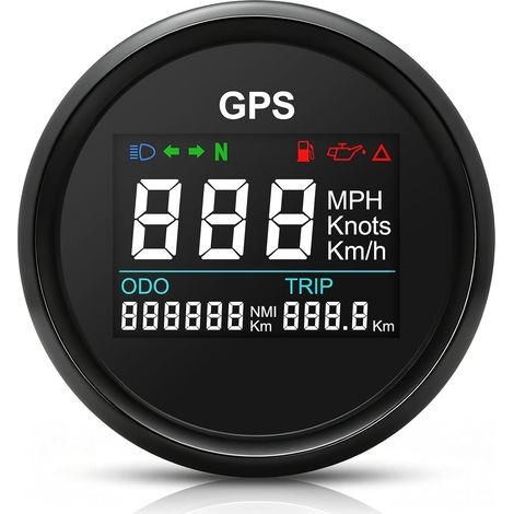 Compteur De Vitesse GPS, Odomètre Tachymètre Réglable étanche Numérique de 52 mm Kilométrique Jauge Indicateur Pour Voiture, Bateau, Moto, Camion (Noir) (1/5)