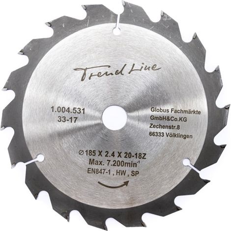 TrendLine HM-Kreissägeblatt 185 mm, Bohrung 20 mm, 18 Zähne (1/2)