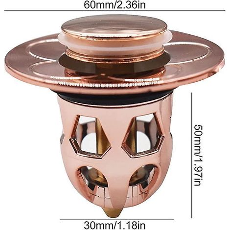 Universelle 2-teilige Spülbeckenabdeckung (Roségold), Pop-Up-Spülbeckenabdeckung, 30 mm Innendurchmesser, verstopfungsfreies Abflussrohr, geeignet für Spülbecken (1/5)