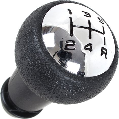 Pommeau de levier de vitesses pour Peugeot 207 – Soufflet noir avec insert chromé – Hauteur 96mm, diamètre 52mm – Article neuf
