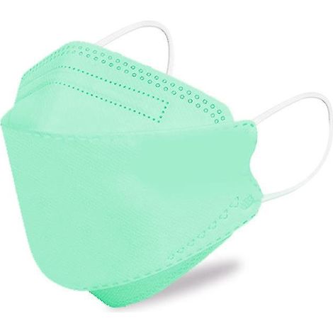 Lot de 50 masques jetables pour enfants, 4 plis, ajustables et respirants, verts (1/5)