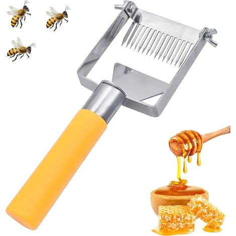 Forchetta per miele, forchetta da apicoltore in acciaio inox con manico, raschietto per la raccolta e l'estrazione del miele, strumento essenziale per l'apicoltura, strumento perfetto per l'arnia