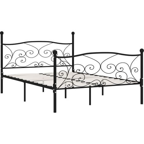 Maison Exclusive - Bettgestell mit Lattenrost Schwarz Metall 140