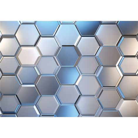 Papier peint enfant garçon hexagones 3D intissé 150x105 cm mural chambre enfant petit format (1/5)