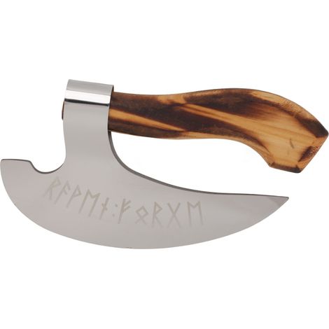 Viking Pizzaaxt aus Edelstahl mit handgefertigtem Holzgriff (1/5)
