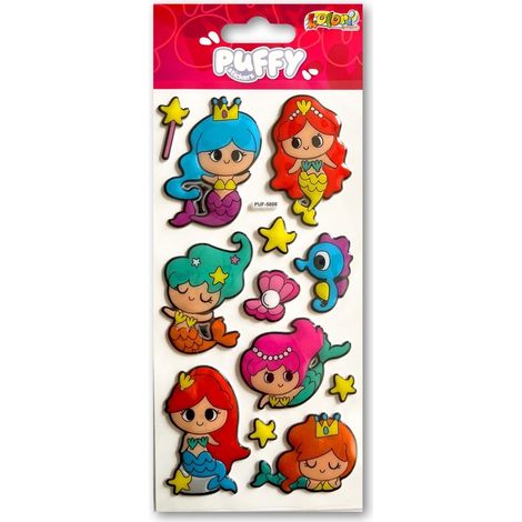 Fröhliche Meerjungfrauen-Puffy-Sticker