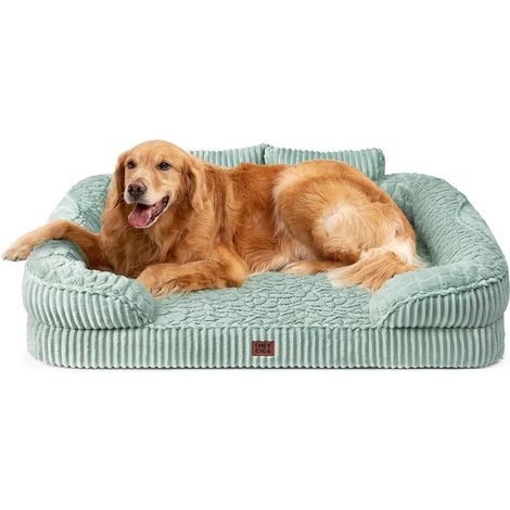 Panier Chien Grande Taille avec Dossier Haut, 107x76cm, Vert (1/5)
