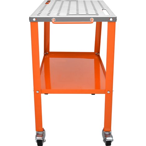 Mophorn 36" x 18" Schweißtisch aus Stahl, tragbare Werkbank mit einer Tragkraft von 1200 lbs und feststellbaren Rollen, 4 Werkzeugschlitzen, 5/8" Befestigungslöchern, Werkzeugablage