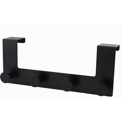 Cleafe - Appendiabiti Da Porta Con 4 Ganci 27 X 11.5cm Nero Per Asciugamani Vestiti 87777 - (1/3)