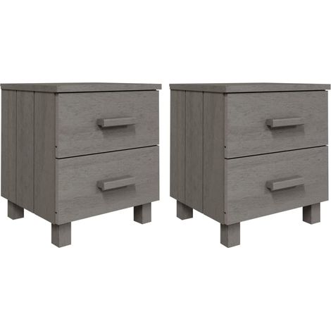 Set di 2 comodini con cassetti 40 x 35 x 44,5 cm in legno massello grigio DEC036008
