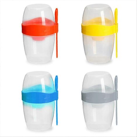 4PCS Verre Doseur avec Cuillère, Shaker Portable pour Repas Diététique, Bol à Salade (1/5)
