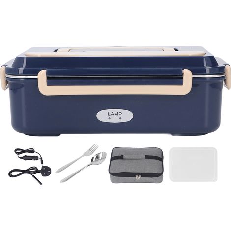Boîte à déjeuner électrique 304 inox, sans eau, fraîcheur prolongée, 2 compartiments, poignée portable, prise UK 220V, réchauffe-repas. (1/5)