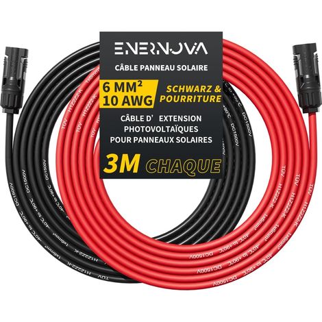 Câble Solaire 4mm²/6mm² 1-50M IP67 pour Panneau Solaire, Câble Solaire 1500V 30/50A, Cuivre Étamé, Isolation PPO Anti-UV, Étanchéité IP67, Raccord Auto-Verrouillable, Montage Facile (1/5)