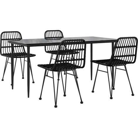 Muebles de comedor de jardín 5 piezas mimbre resina negro 020014784 (1/5)