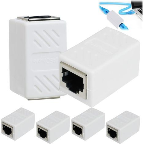 Connettori RJ45 Cat7, connettori di prolunga per cavi LAN, adattatore RJ45 schermato femmina-femmina per cavi Cat5, Cat5e e Cat6, connettore ad alta velocità (bianco, 6 unità) (1/4)