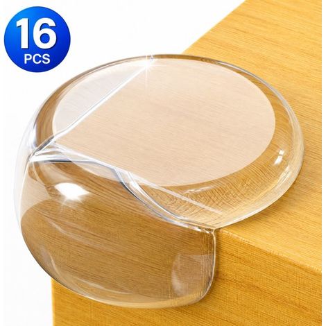 Lot de 16 protections d’angle – Transparentes – Meubles et tables – Sécurité bébé – Douces et flexibles (1/5)