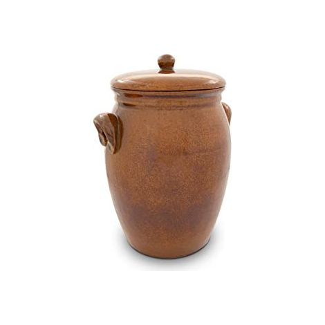 Pot à choucroute en grès émaillé 5L – Avec 2 pierres demi-lune – Joint à eau pour étanchéité – Lacto-fermentation légumes maison (1/5)