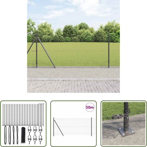 vidaXL Sécurité extérieure - Poteau de clôture. Gris 50 x 0,8 m (maillage de 13 mm) (1/5)