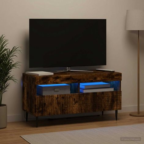 vidaXL LED TV Cabinet HAARLEM 81 x 35 x 43 cm Smoked Oak (1/5)