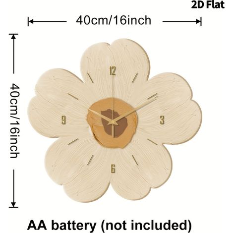Questo orologio da parete floreale moderno e minimalista, composto da un unico pezzo, è dotato di movimento al quarzo silenzioso, design bidimensionale, quadrante beige in legno naturale e decorazione (1/5)