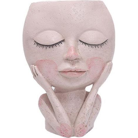 Maceta decorativa – Resina resistente – Pequeña (8,5 x 5 cm), blanca, para suculentas miniatura, con sistema de drenaje. (1/5)