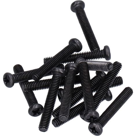 50 vis à métaux à tête ronde en acier DIN 7985, entièrement filetées, zinguées noires, boulons de fixation M4x25 (1/5)