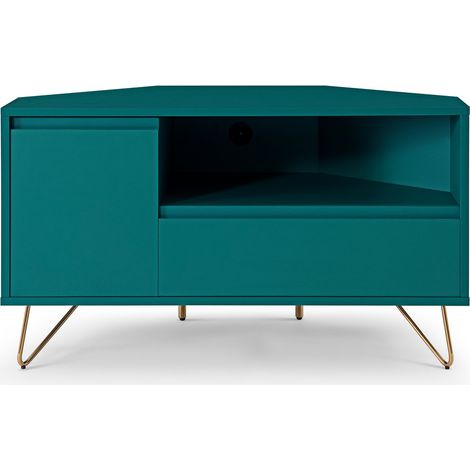 Meuble TV d'Angle Bas Style Scandinave avec Pieds en Métal Doré Laqué Mat 100 cm - PANGIVO (1/5)