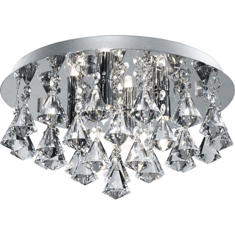 Plafonnier luminaire chrome cristal couloir bureau chambre salon salle à manger éclairage (1/5)