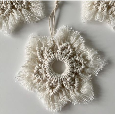 Pendentif Étoile À Cinq Branches - Suspension Murale En Coton Bio Tissé Main - Décoration Intérieure Scandinave Bohème - 1 Pièce (1/5)
