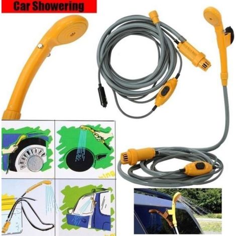 Douche de camping portable - Alimentation 12V Lance prise included - Camping et bateau - 2 m (1/4)