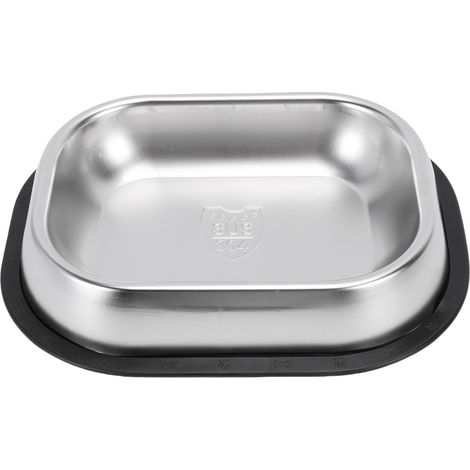 Plat de nourriture pour chien en acier inoxydable, bol en métal et eau pour chat, plaque antidérapante pour l'alimentation quotidienne des animaux de compagnie, petit 25.5x19.5cm/10.03x7.67in (1/5)