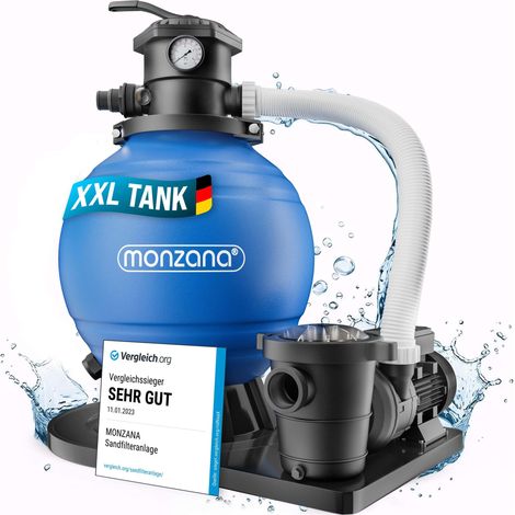 MONZANA® Depuradora Piscina 15.900L/h Filtro de Arena hasta 70.000L Válvula 7 Funciones Filtrado 600W Adaptador Ø32-38mm Bomba Indicador de Presión (1/5)