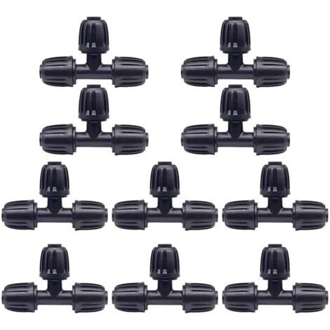 Lot de 10 raccords pour tuyau d'arrosage, raccords en plastique à 3 voies, adaptateur d'arrosage 16 mm, accessoires d'arrosage pour robinet.