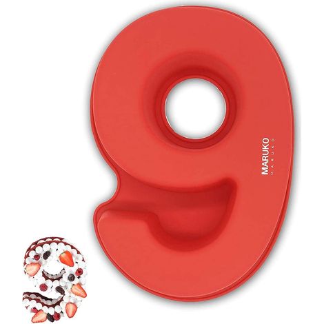 Moule Gateau Chiffre 9, Number Cake Moule, Grands Moules à Gâteau 3D en Silicone, Forme de Pour Anniversaire et Mariage, 26,5 cm - 9