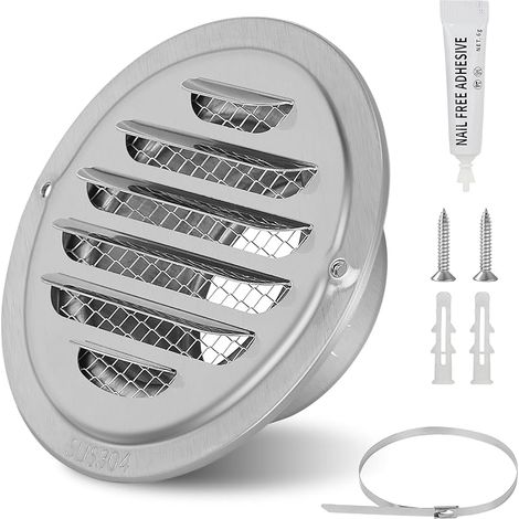 Grille d'Aération Ronde 70mm Inox avec Métallique Fine Maille pour Cuisine, Salle de Bain, Exterieur (1/5)