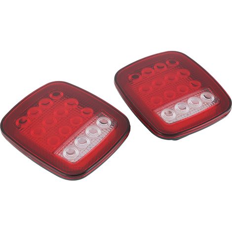 Feu arrière LED 16 diodes 2 couleurs rouge blanc marqueur latéral carré pour Jeep Wrangler JK CJ YJ 1976-2006 (1/5)