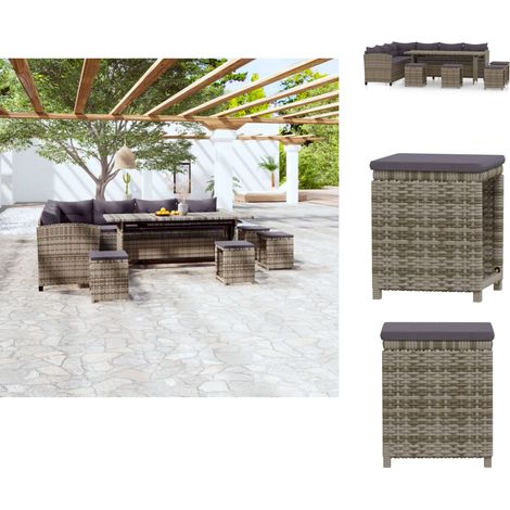 Gartenmöbel-Sets - Living 6-tlg. Garten-Lounge-Set mit Kissen Poly Rattan Grau (1/5)