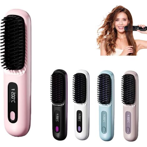 Cocoony Brosse à Cheveux, Brosse Coiffante Cocoony Cheveux Courts Volume,Brosse Lissante Ceveux Court Rechargeable Portable, Un Volume Coiffe en 2 Minutes (Rose) (1/5)