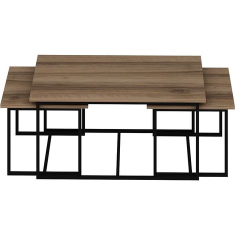 Tavolo gigogne (3 pezzi) in legno "Levada" - 90 x 60 x 42 cm - Noyer