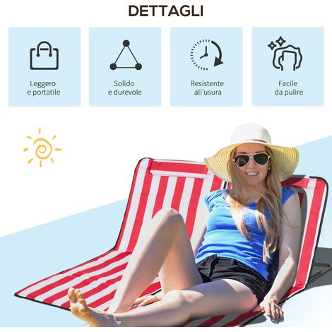 Lot de 2 chaises longues de plage repliables, dossier réglable sur 5 positions, rouge, livré avec housse de transport (1/5)