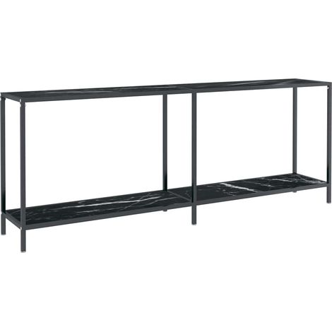 Maison Exclusive - Tavolo Consolle Nero 200x35x75,5 cm in Vetro Temperato (1/5)