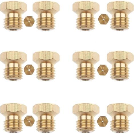 12 Pcs Universal Butane Gas Nozzles [2×0.5mm, 2×0.7mm, 2×0.8mm, 2×0.9mm, 2×0.95mm, 2×1.1mm] Natural Gas Nozzle Butane Gas Injector (1/5)