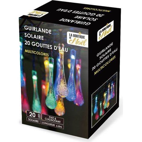 LA BOUTIQUE DE Noël - Guirnalda solar de gotas de agua multicolor Negro 6.8 mètres