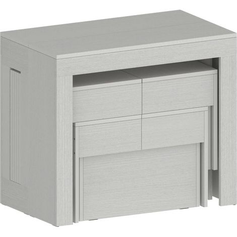 Dmora - Ensemble table et chaises Eric, Composition polyvalente, Ensemble avec console et 2 bancs extensibles, 100% Made in Italy, 66x25h45 cm, Blanc, avec emballage renforcé