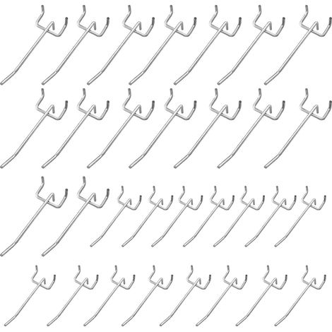 Lot de 30 Crochet Panneau Perforé, Acier Inoxydable, 5 cm et 10 cm, Garage, Atelier (1/5)
