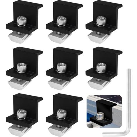 8 Pièces Fixation Panneau Solaire 30 mm Support Panneau Solaire en Aluminium Support Montage Panneau Photovoltaique Solaire en Z avec Ecrous et Boulon pour Toiture Murs Installations de Toit (1/5)